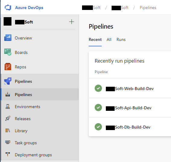 Database pipelines for db, api and web