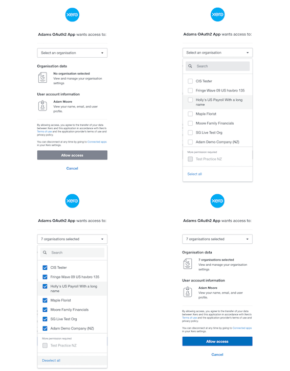 In product screen shots of Bulk Connections in the OAuth 2.0 flow