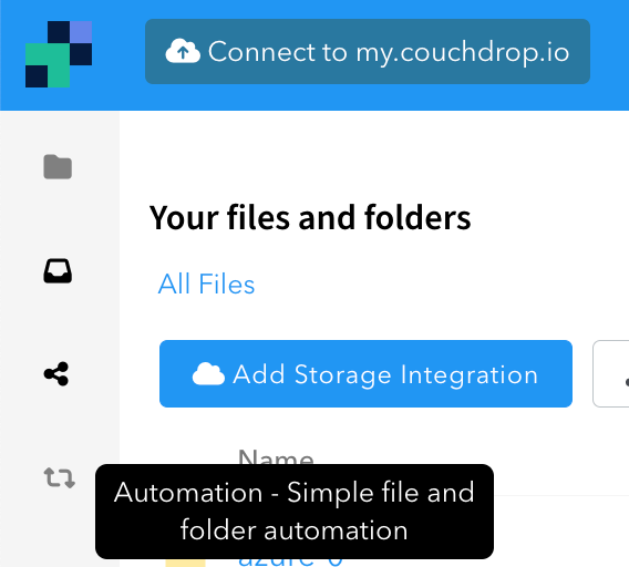 Where to find automations in the Couchdrop interface, which can improve cybersecurity.