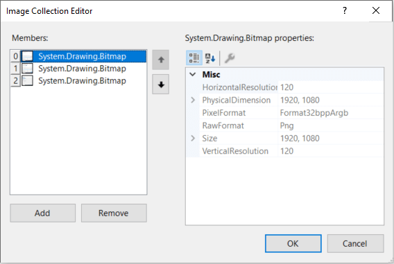 Image Collection Editor dialog