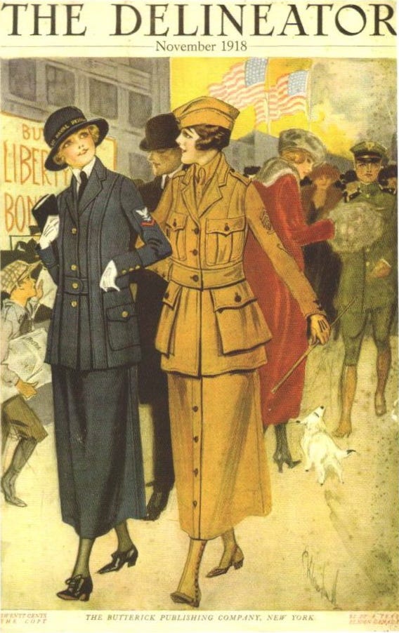 Military fashion became popular in the UK during WWI.