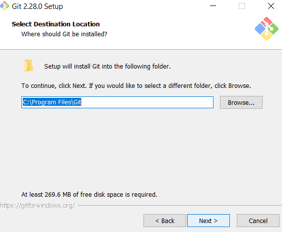 Windows Git installer to install in folder C:\Program Files\Git