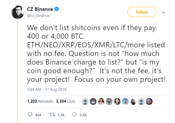 CZ Binance ICO Delisted from Binance