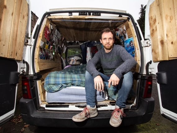 Matt Watson in his camper van.