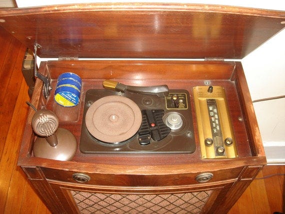 Silvertone home wire recorder with turntable and radio, circa 1940’s
