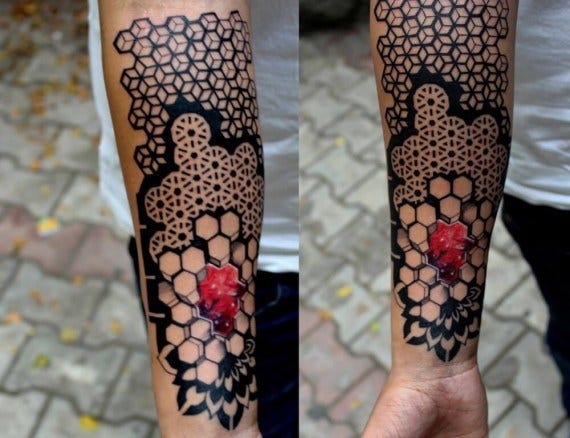 full sleeve geometric tattoo for men on arm