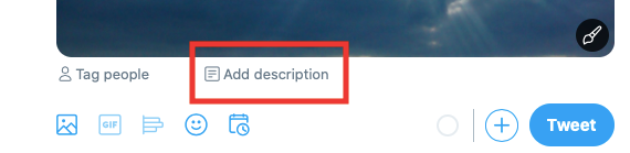 Screenshot of Twitter’s ‘Add description’ option on a tweet.