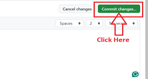 Click Commit Changes