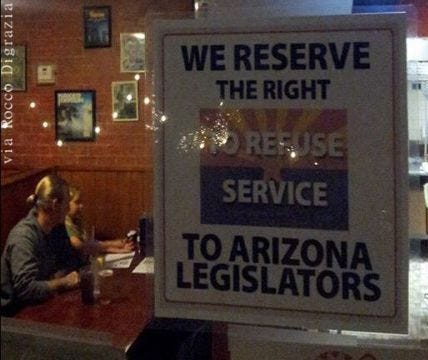 Tucson Arizona Pizzeria Rocco's Little Chicago Bans State Legislators
