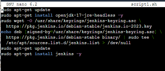 Paste the Above Script to Install the Java and Jenkins Tools on Machine-1