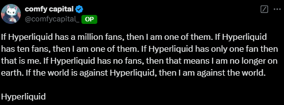 Hyperliquid community tweet on X