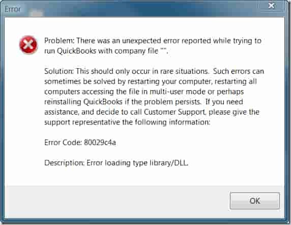 QuickBooks Error Code 80029c4a