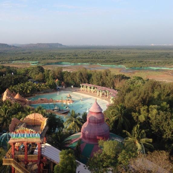 View of Water Kingdom from Shot N Drop ride at Esselworld, Mumbai