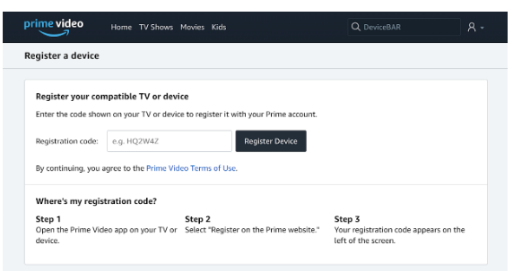 Primevideo activation code