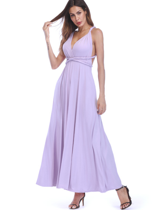 Maxi Party Dress Multiway Sleeveless Convertible Infinity Robe Wrap Dress