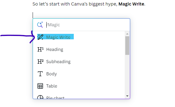canva docs magic write tool.