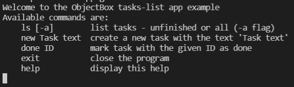 objectbox tasks-list example app menu