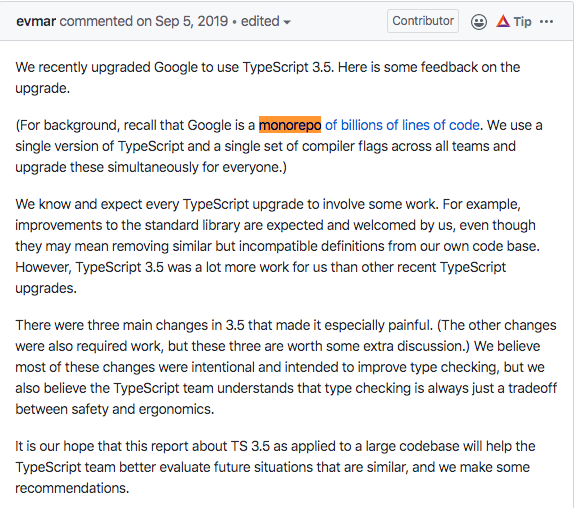 Google describe los retos que enfrentaron en su Monorepo actualizando la version de TypeScript