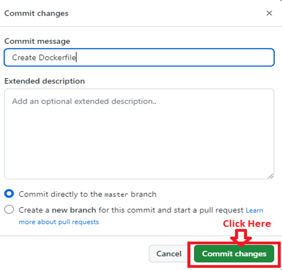 Again, Commit the Changes for Dockerfile