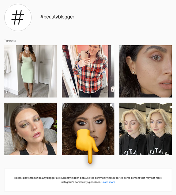 example banned instagram hashtag