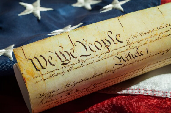 United State Constitution on American Flag