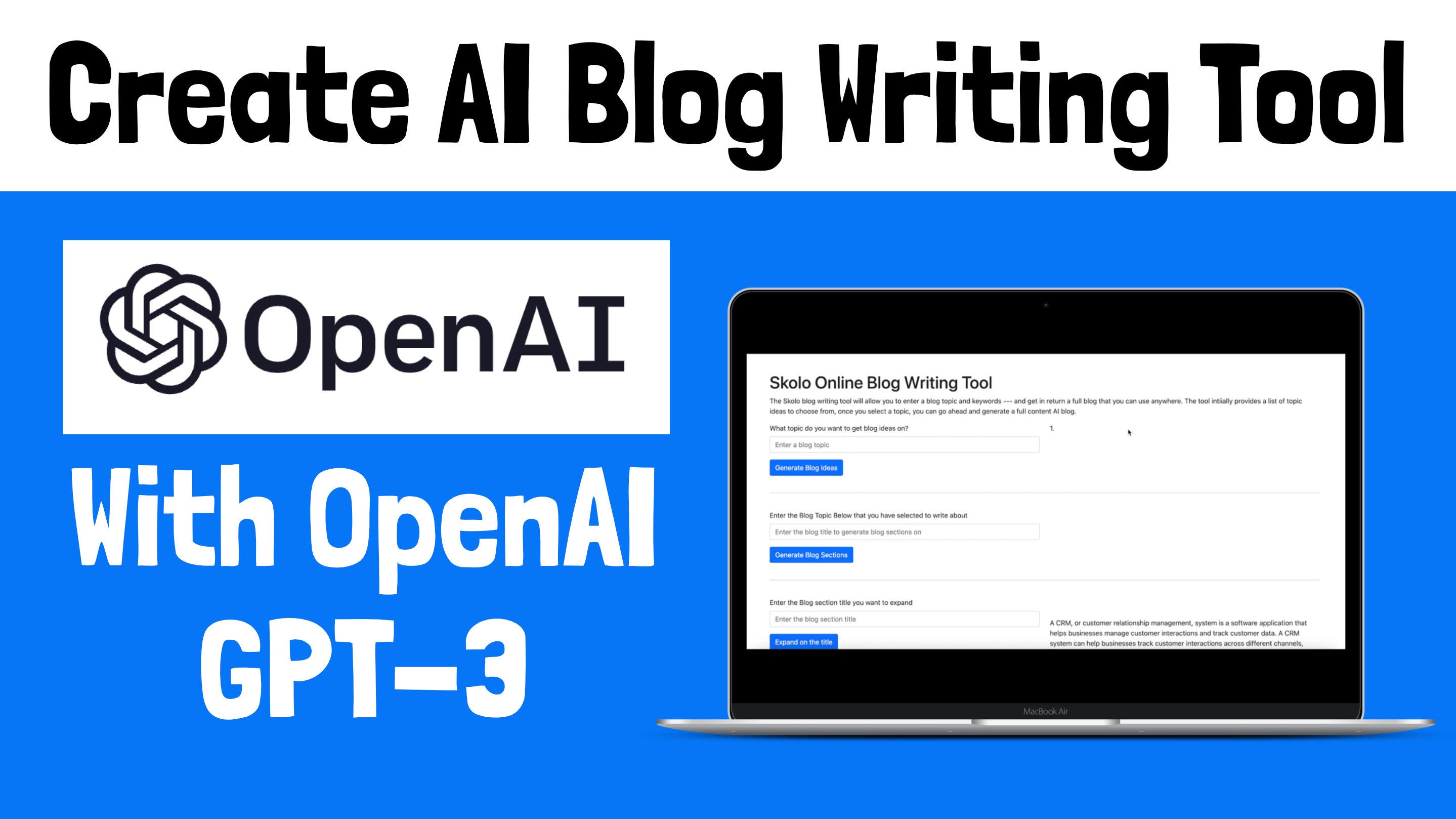Create AI Blog Writing Tool with OpenAI GPT-3