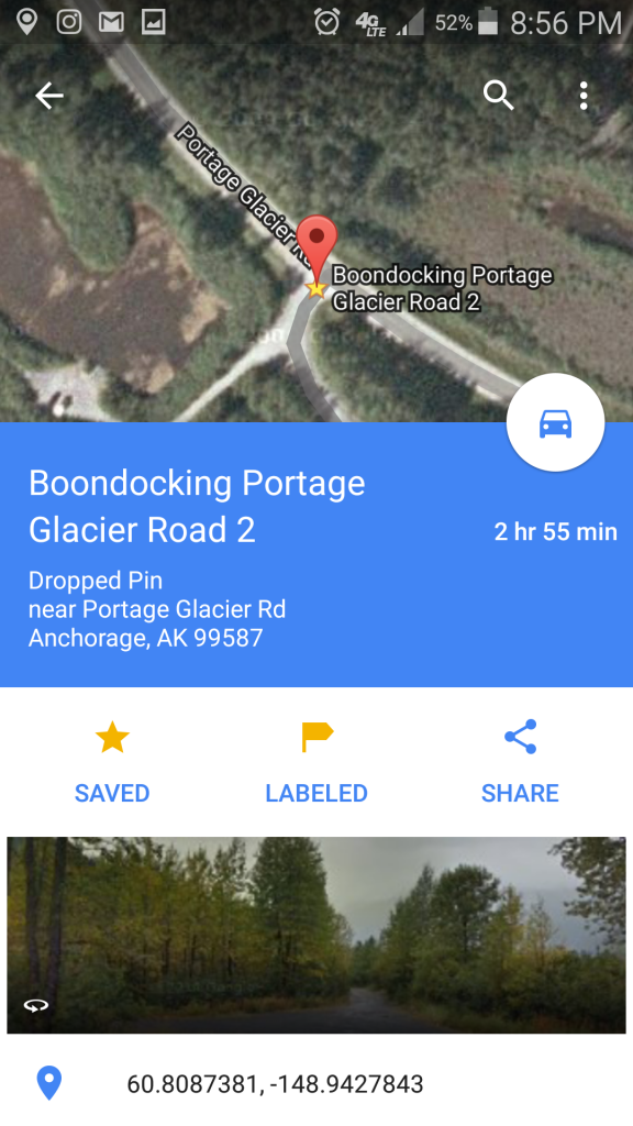 Boondocking Portage Alaska 