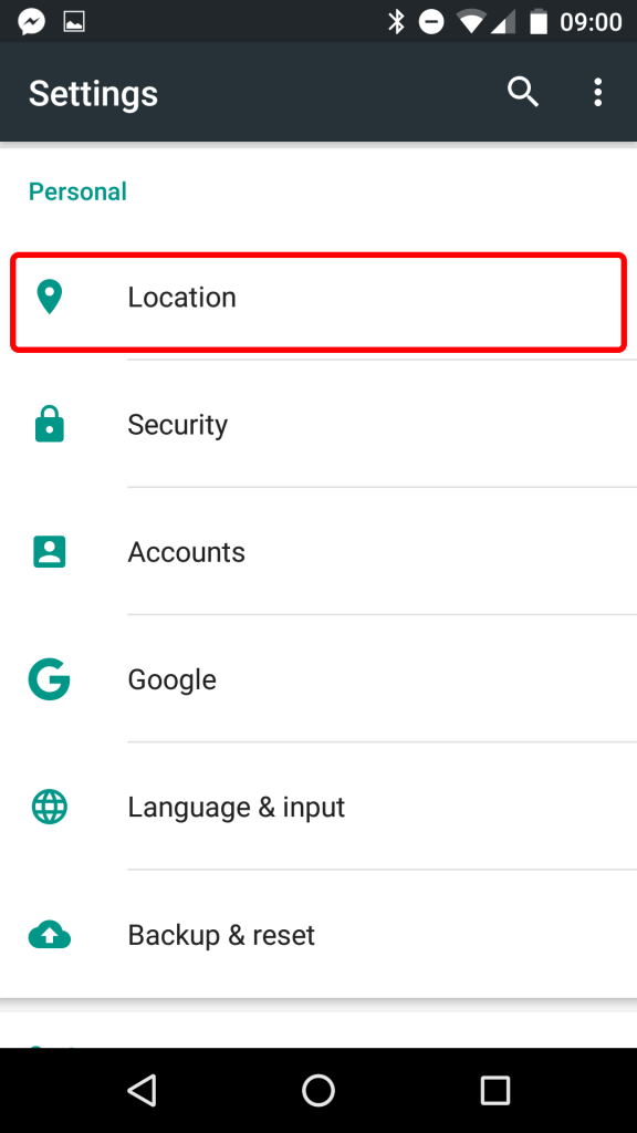 click-on-location-in-settings-android