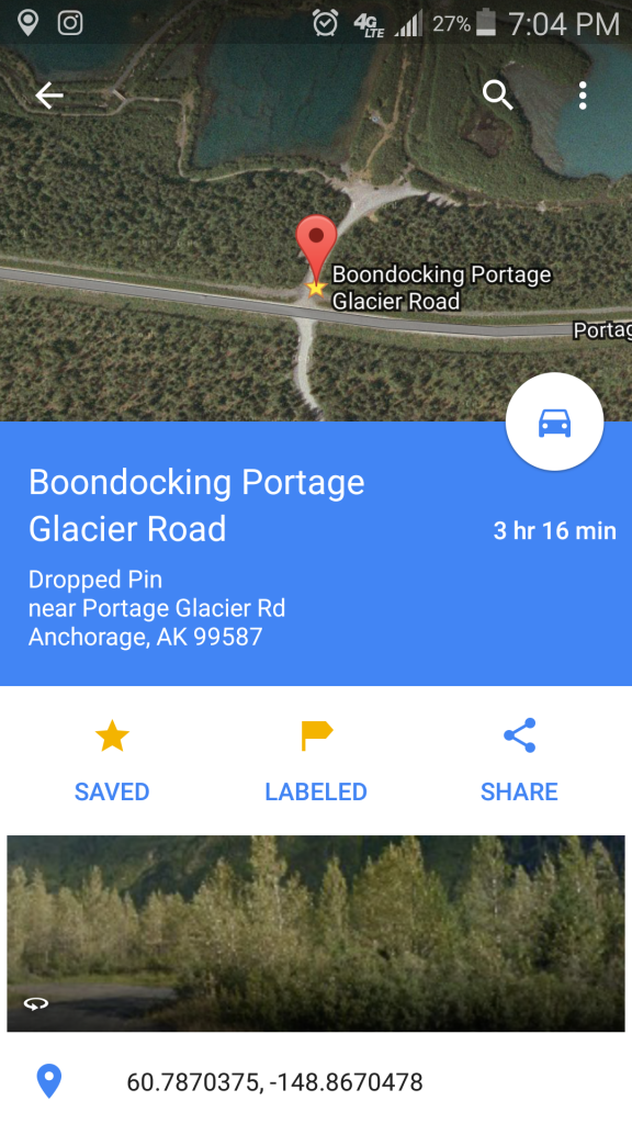 Boondocking On Portage Glacier Road Alaska