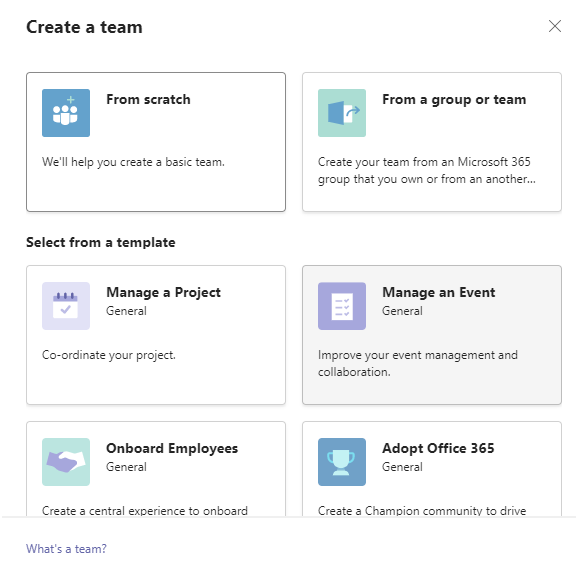 How to create a new team in Microsoft Teams