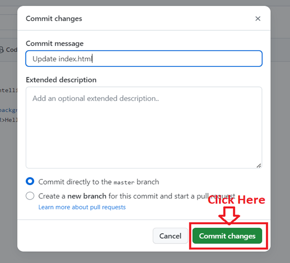 Commit Change Click Again