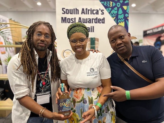 1966 co-founder Ajani Husbands with potential clients at the Ultimate Beverage trade show in Cape Town