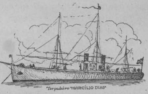 Figura da torpedeira Marcílio Dias, que submergiu em 1894 no litoral catarinense. Acervo Marinha.