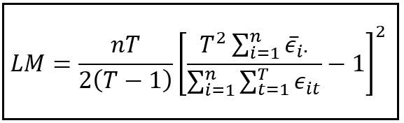 Test statistic of the LM test for testing the significance of the random effect σ²_u