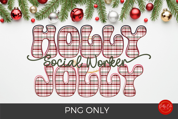 Holly Jolly Social Worker Christmas PNG Graphic T-shirt Designs