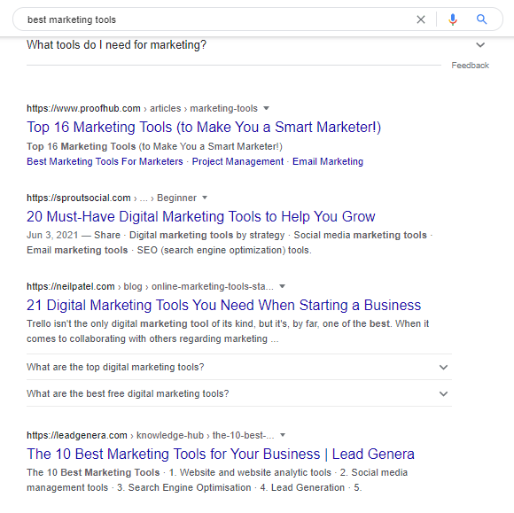 grouped Google results