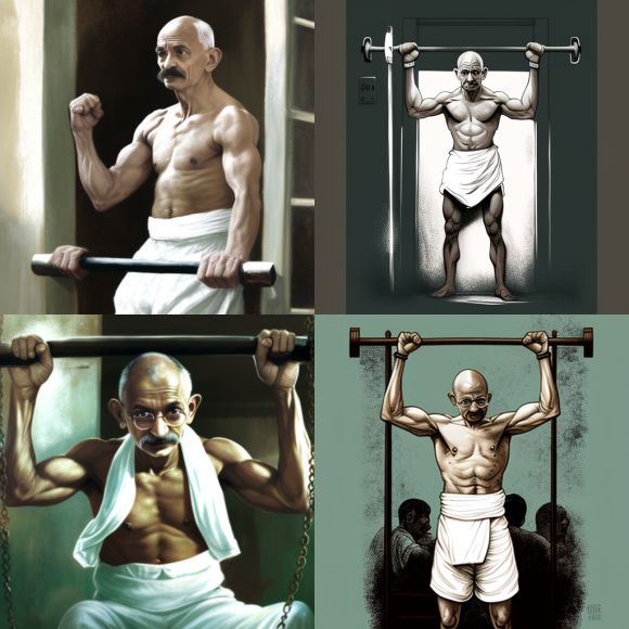 Mahatma Gandhi doing pull-ups.