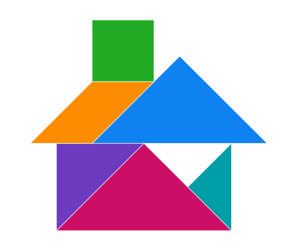 A house made with tangram with a missing piece