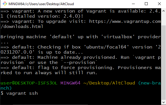 vagrant ssh to ssh into the machine