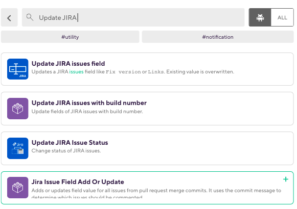 For options of different steps to update JIRA tickets.