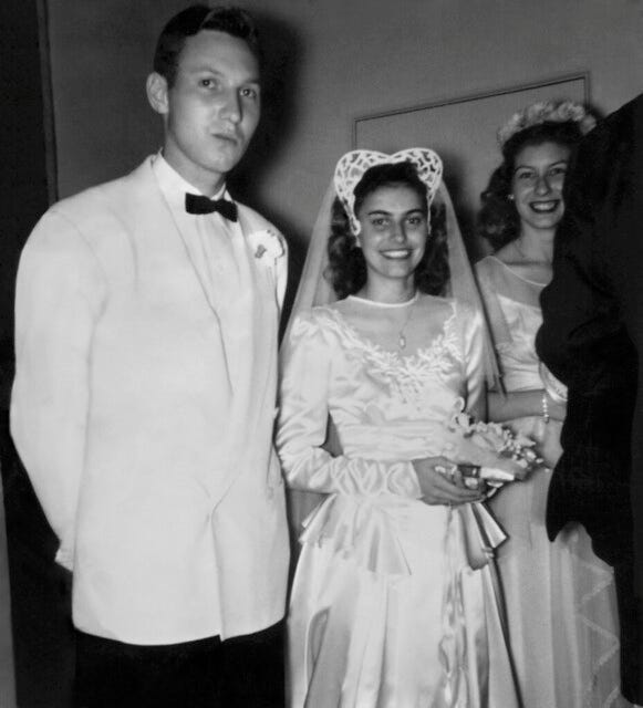 Wedding photograph of Carl (1927–2003) and Alice Jones (1928–2014), married 21 September 1949