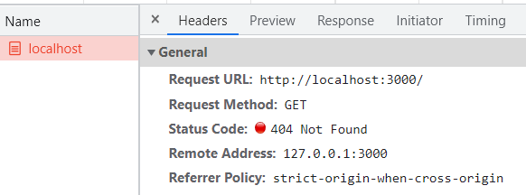 Screenshot of the “404 Not Found” error when it doesn’t have any routes configured