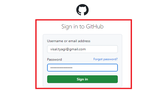 Login into GitHub Account