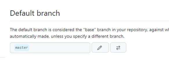 master as a default branch