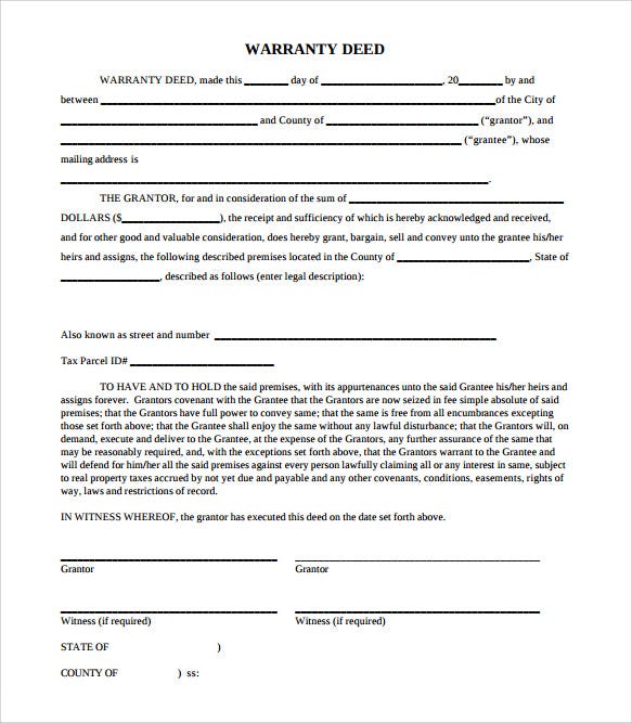 Sample Warranty Deed Form Template