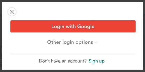 Show the Google login option and hide the email & Facebook login options in a dropdown.