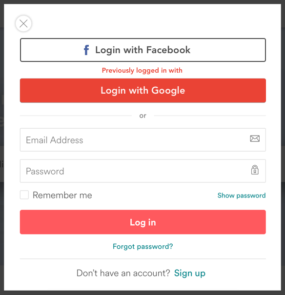 Google auth more prominent, other options with a lower opacity