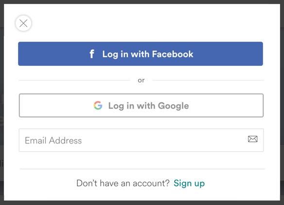 Facebook auth more prominent, other options with a lower opacity