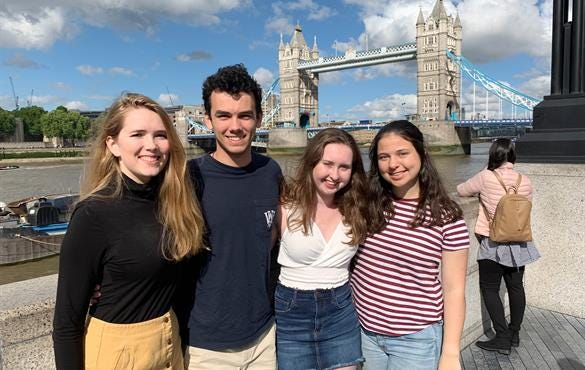 Students studying abroad in London.