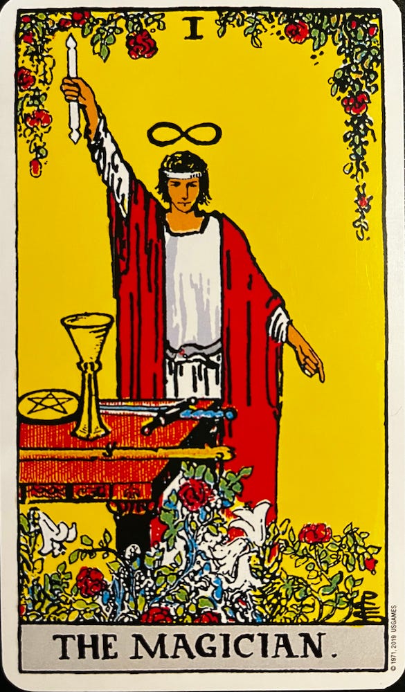 Tarot card, The Magician from the Rider-Waite-Smite Tarot deck.